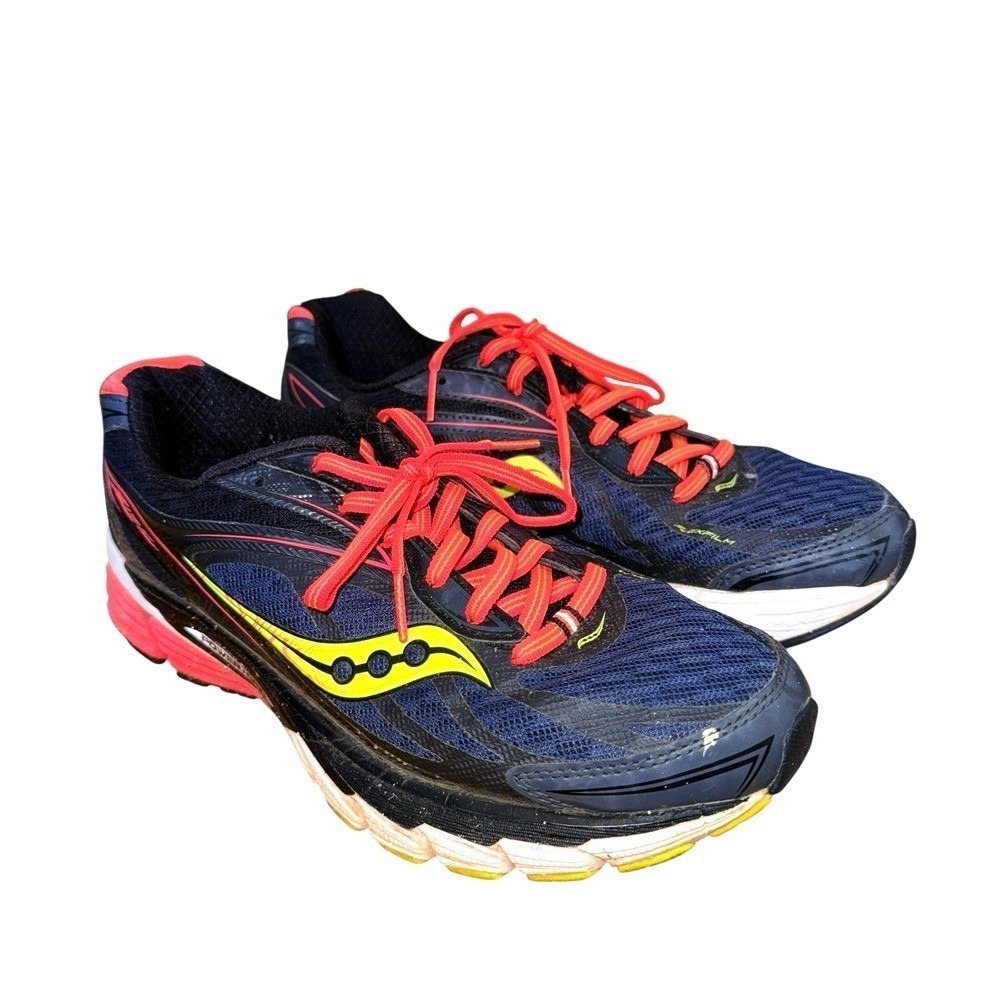 Saucony Ride 8 Running Shoe Womens 8.5 Pre-Owned Sneaker Navy Citron‎ PowerGrid